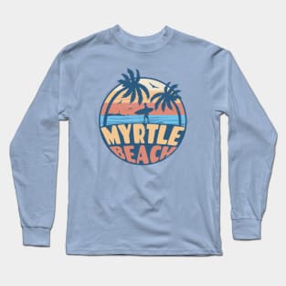 Vintage Surfing Myrtle Beach, South Carolina // Retro Summer Vibes // Grunge Surfer Sunset Long Sleeve T-Shirt